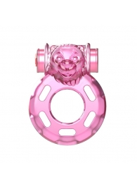 Розовое эрекционное кольцо с вибрацией Pink Bear - Baile - в Новороссийске купить с доставкой
