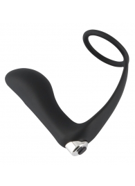 Черное эрекционное кольцо с анальной вибропробкой Vibrating Ring   Plug - Orion - в Новороссийске купить с доставкой