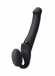 Черный безремневой вибрострапон Silicone Bendable Strap-On M - Strap-on-me - купить с доставкой в Новороссийске