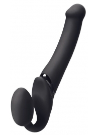 Черный безремневой вибрострапон Silicone Bendable Strap-On M - Strap-on-me - купить с доставкой в Новороссийске