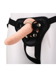 Телесный страпон на черных трусиках STRAP ON REAL DILDO - 20 см. - Dream Toys - купить с доставкой в Новороссийске
