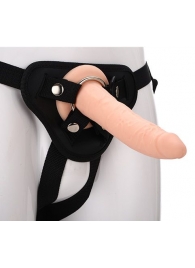 Телесный страпон на черных трусиках STRAP ON REAL DILDO - 20 см. - Dream Toys - купить с доставкой в Новороссийске