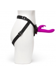 Лиловый страпон Rechargeable Vibrating Strap-On Harness Set - 17,6 см. - Happy Rabbit - купить с доставкой в Новороссийске