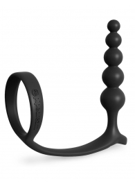 Черная анальная цепочка с эрекционным кольцом Ass-gasm Cockring Anal Beads - Pipedream - в Новороссийске купить с доставкой