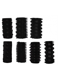 Набор из 7 черных насадок PENIS SLEEVES SET - Dream Toys - в Новороссийске купить с доставкой