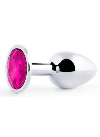 Серебристая анальная пробка с малиновым кристаллом - 7,2 см. - Anal Jewelry Plug - купить с доставкой в Новороссийске