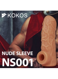 Телесная открытая насадка-реалистик с подхватом мошонки Nude Sleeve L - 14 см. - KOKOS - в Новороссийске купить с доставкой