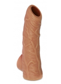 Телесная открытая насадка-реалистик с подхватом мошонки Nude Sleeve L - 14 см. - KOKOS - в Новороссийске купить с доставкой