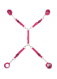 Ярко-розовый набор фиксаций на кровати Classic Bed Spreader - Lux Fetish - купить с доставкой в Новороссийске