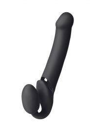 Черный безремневой вибрострапон Vibrating Bendable Strap-On L - Strap-on-me - купить с доставкой в Новороссийске