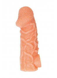 Телесная закрытая насадка с венками Cock Sleeve Size L - 17,6 см. - KOKOS - в Новороссийске купить с доставкой
