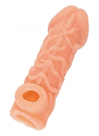 Телесная закрытая насадка с венками Cock Sleeve Size L - 17,6 см. - KOKOS - в Новороссийске купить с доставкой