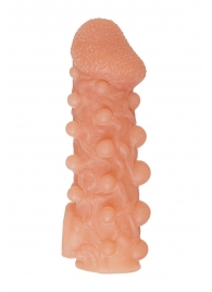 Телесная закрытая насадка с шариками Cock Sleeve Size M - 15,6 см. - KOKOS - в Новороссийске купить с доставкой