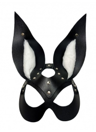 Черная маска зайки с белым мехом на ушках Miss Bunny - БДСМ Арсенал - купить с доставкой в Новороссийске