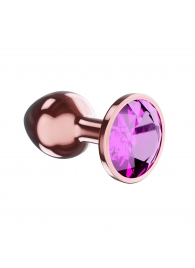 Пробка цвета розового золота с лиловым кристаллом Diamond Quartz Shine L - 8,3 см. - Lola Games - купить с доставкой в Новороссийске