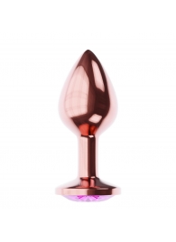 Пробка цвета розового золота с лиловым кристаллом Diamond Quartz Shine L - 8,3 см. - Lola Games - купить с доставкой в Новороссийске