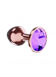 Пробка цвета розового золота с фиолетовым кристаллом Diamond Amethyst Shine L - 8,3 см. - Lola Games - купить с доставкой в Новороссийске