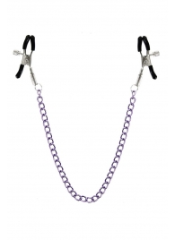 Зажимы для сосков с фиолетовой цепочкой Sweet Caress Nipple Chain - Sweet Caress - купить с доставкой в Новороссийске