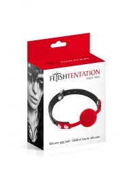 Красный кляп-шарик на черных ремешках - Fetish Tentation - купить с доставкой в Новороссийске