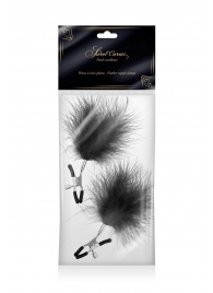 Зажимы на соски с черными пуховыми кисточками Sweet Caress Feather Nipple Clumps - Sweet Caress - купить с доставкой в Новороссийске