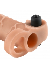 Телесная вибронасадка с кольцом Vibrating Real Feel 2 Extension - 16 см. - Pipedream - в Новороссийске купить с доставкой