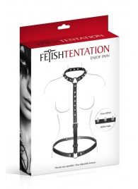 Черная упряжь на тело с шипами на ошейнике - Fetish Tentation - купить с доставкой в Новороссийске