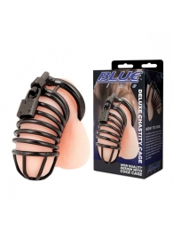 Черная металлическая клетка с замком Deluxe Chastity Cage - BlueLine - купить с доставкой в Новороссийске
