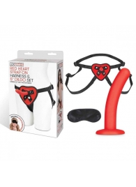 Красный поясной фаллоимитатор Red Heart Strap on Harness   5in Dildo Set - 12,25 см. - Lux Fetish - купить с доставкой в Новороссийске