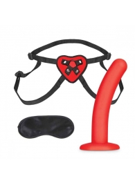 Красный поясной фаллоимитатор Red Heart Strap on Harness   5in Dildo Set - 12,25 см. - Lux Fetish - купить с доставкой в Новороссийске