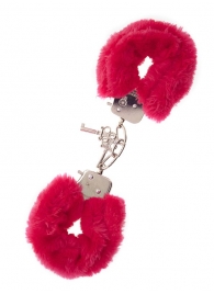 Металлические наручники с красной меховой опушкой METAL HANDCUFF WITH PLUSH RED - Dream Toys - купить с доставкой в Новороссийске