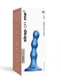 Голубая насадка Strap-On-Me Dildo Plug Balls size S - Strap-on-me - купить с доставкой в Новороссийске