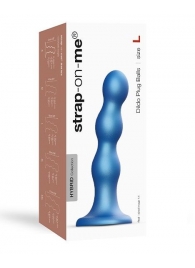Голубая насадка Strap-On-Me Dildo Plug Balls size L - Strap-on-me - купить с доставкой в Новороссийске