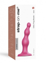 Розовая насадка Strap-On-Me Dildo Plug Beads size S - Strap-on-me - купить с доставкой в Новороссийске