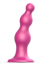 Розовая насадка Strap-On-Me Dildo Plug Beads size L - Strap-on-me - купить с доставкой в Новороссийске