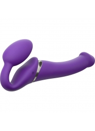Фиолетовый безремневой вибрострапон Vibrating Bendable Strap-On - size L - Strap-on-me - купить с доставкой в Новороссийске
