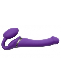 Фиолетовый безремневой вибрострапон Vibrating Bendable Strap-On - size L - Strap-on-me - купить с доставкой в Новороссийске