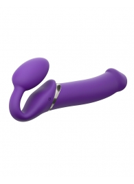 Фиолетовый безремневой вибрострапон Silicone Bendable Strap-On - size XL - Strap-on-me - купить с доставкой в Новороссийске