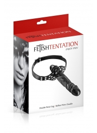 Черный кляп-фаллоимитатор Double Penis Gag - Fetish Tentation - купить с доставкой в Новороссийске