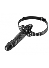 Черный кляп-фаллоимитатор Double Penis Gag - Fetish Tentation - купить с доставкой в Новороссийске