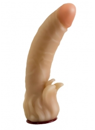 Телесная гелевая насадка-фаллос с клиторальными лепестками - 18,5 см. - LOVETOY (А-Полимер) - купить с доставкой в Новороссийске