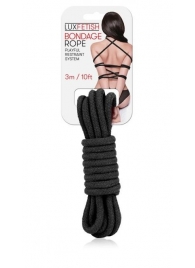 Черная хлопковая веревка для связывания - 3 м. - Lux Fetish - купить с доставкой в Новороссийске