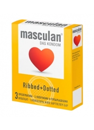 Презервативы с колечками и пупырышками Masculan Ribbed+Dotted - 3 шт. - Masculan - купить с доставкой в Новороссийске