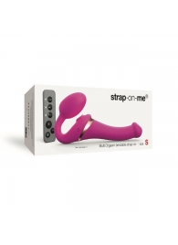 Ярко-розовый безремневой страпон Multi Orgasm Size S с клиторальной стимуляцией - Strap-on-me - купить с доставкой в Новороссийске