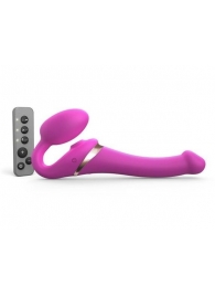 Ярко-розовый безремневой страпон Multi Orgasm Size S с клиторальной стимуляцией - Strap-on-me - купить с доставкой в Новороссийске