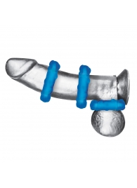 Комплект из трех голубых эрекционных колец 3-Pack Ribbed Rider Cock Ring Set - BlueLine - в Новороссийске купить с доставкой