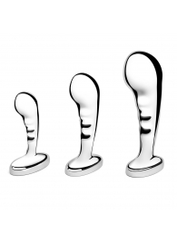 Набор из 3 стальных стимуляторов простаты Stainless Steel P-spot Training Set - b-Vibe - в Новороссийске купить с доставкой