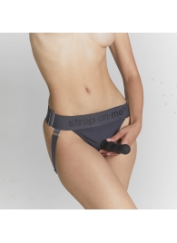 Серые трусики для фиксации насадок Strap-on-me Harness Lingerie Unique - Strap-on-me - купить с доставкой в Новороссийске