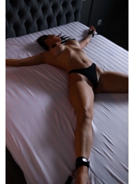 Черный кожаный набор фиксации на кровати Sex Game - БДСМ Арсенал - купить с доставкой в Новороссийске