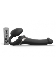 Черный безремневой страпон Multi Orgasm Size M с клиторальной стимуляцией - Strap-on-me - купить с доставкой в Новороссийске