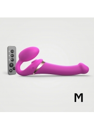 Ярко-розовый безремневой страпон Multi Orgasm Size M с клиторальной стимуляцией - Strap-on-me - купить с доставкой в Новороссийске